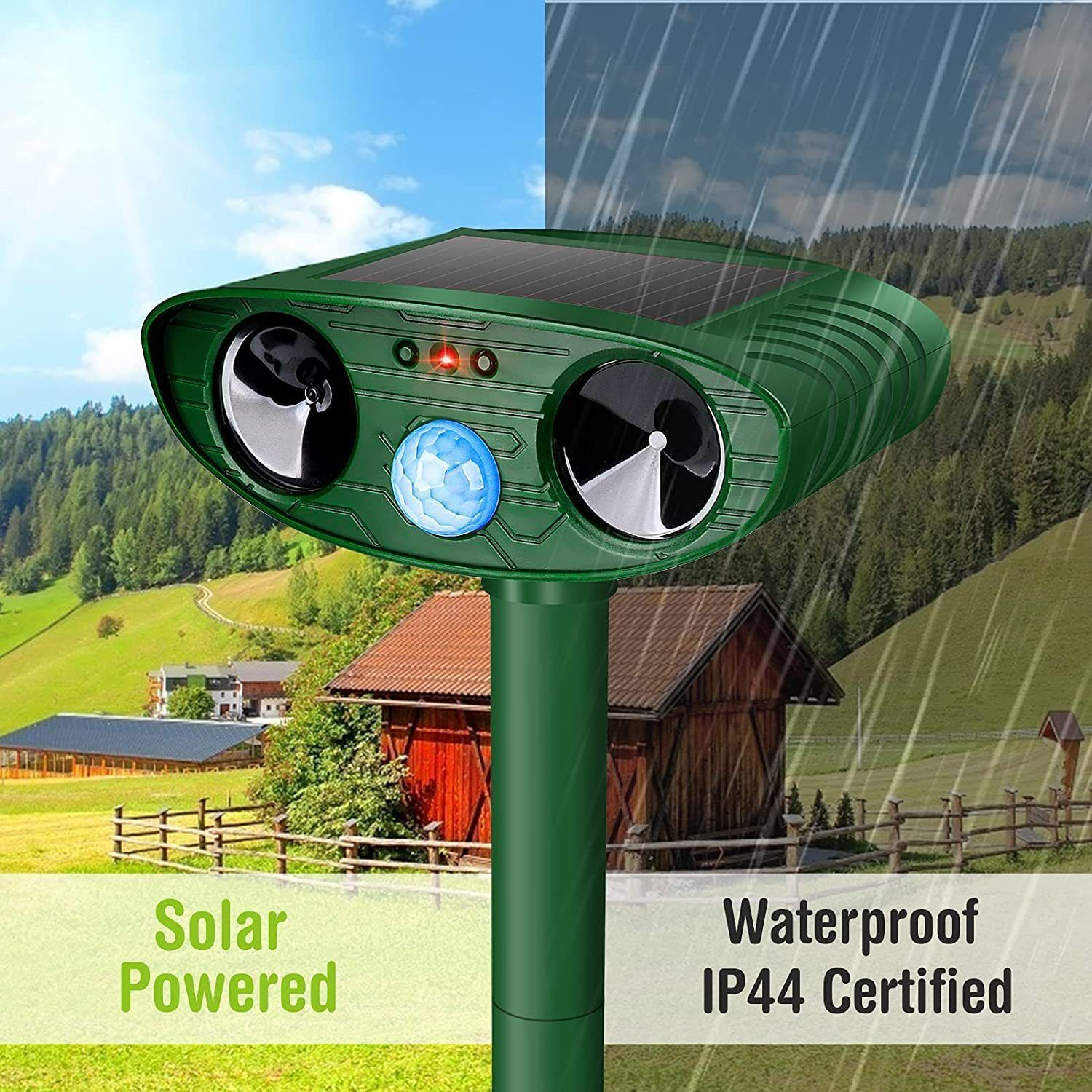 Solar Animal Repellent Ultrasonic Outdoor Pest Deterrent