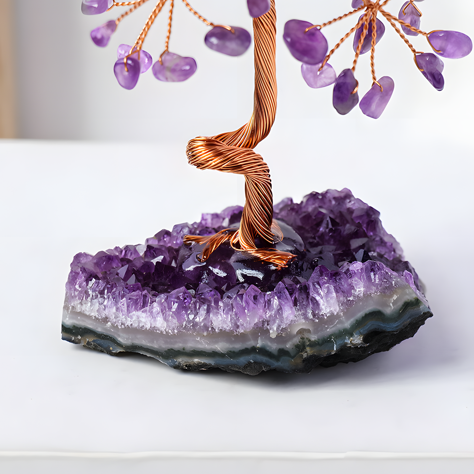 Amethyst Crystal Money Tree Handmade Copper Wire 3 Sizes