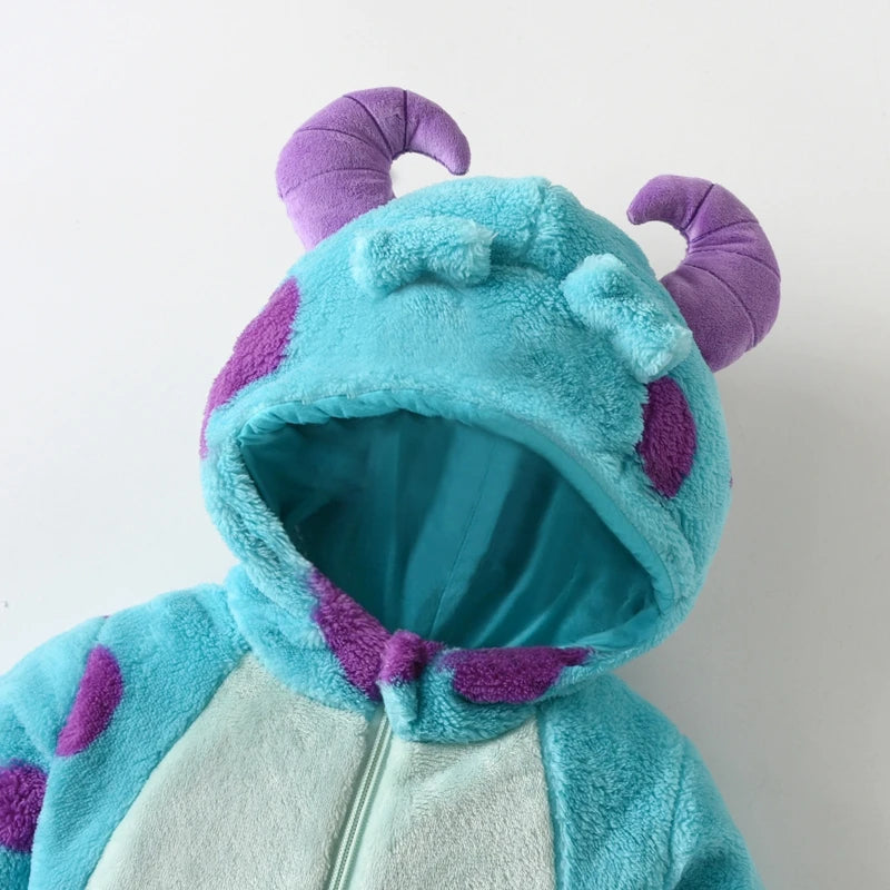 Baby Hooded Fleece Jumpsuit Cartoon Winter Romper 6M-5T