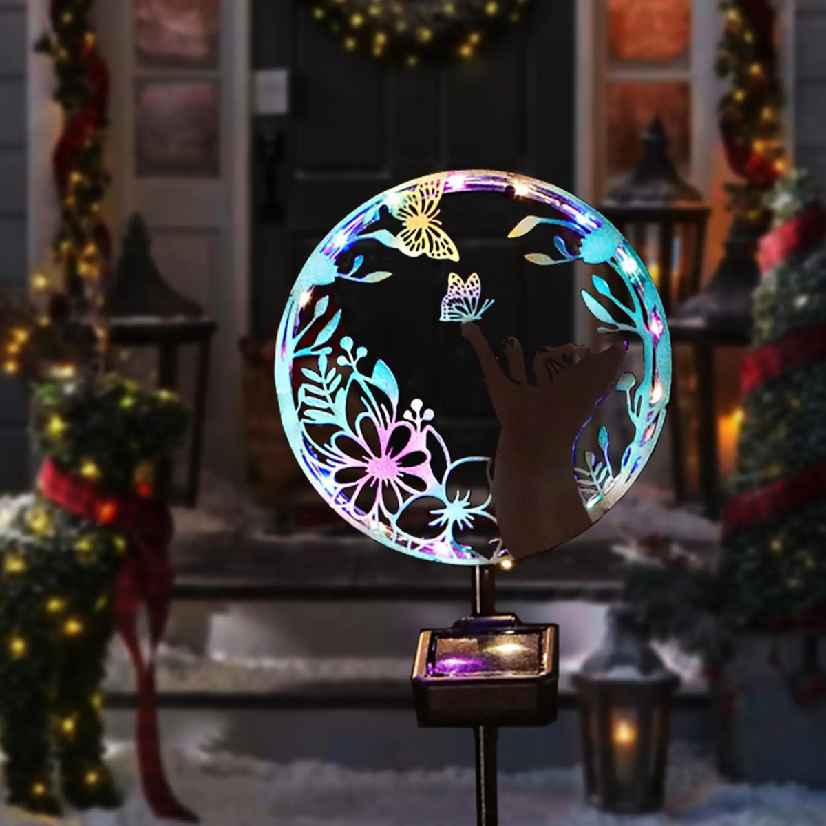 Solar Garden Stake Light with Decorative Animal Silhouettes