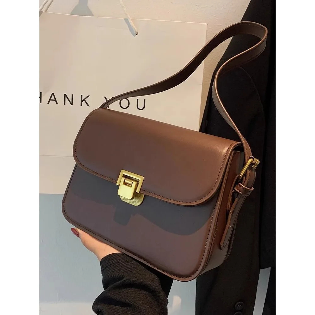 Structured Small Crossbody Bag with Flap and Slim Strap