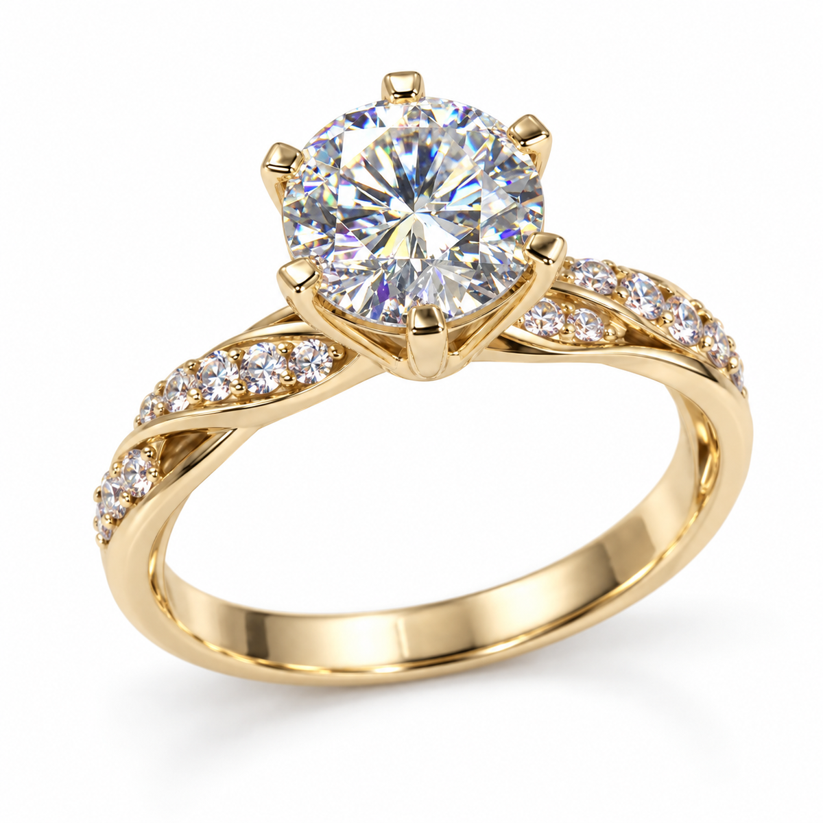 Twisted-Band Ring with Crystal-Look Center Stone