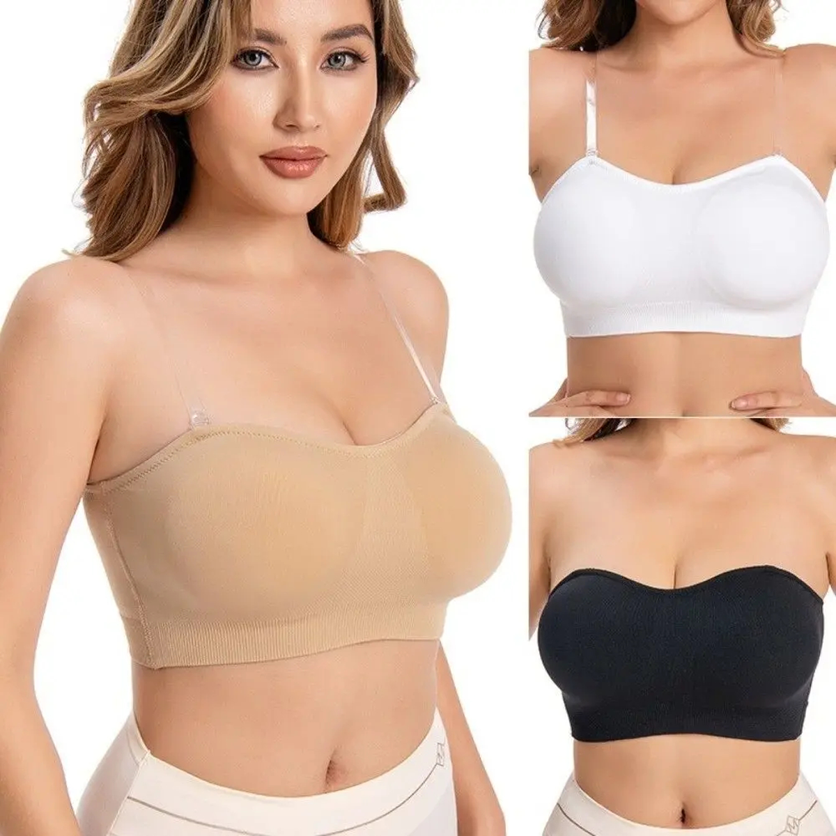 Seamless Strapless Bra with Removable Pads for Dresses