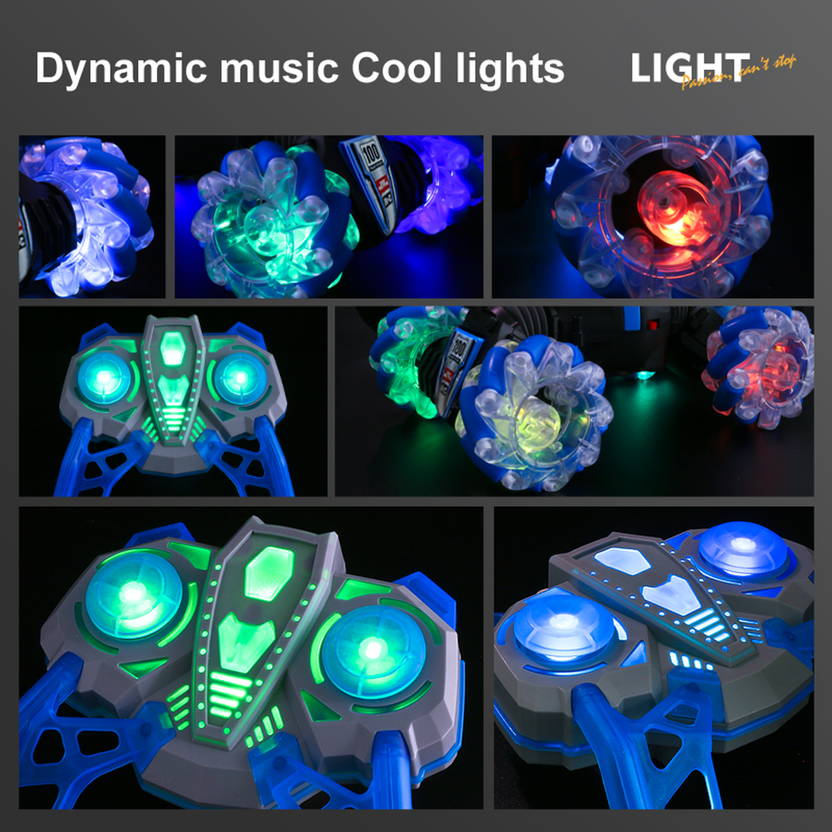 Spray Stunt Remote-Control Car with Colorful Light-Up Wheels