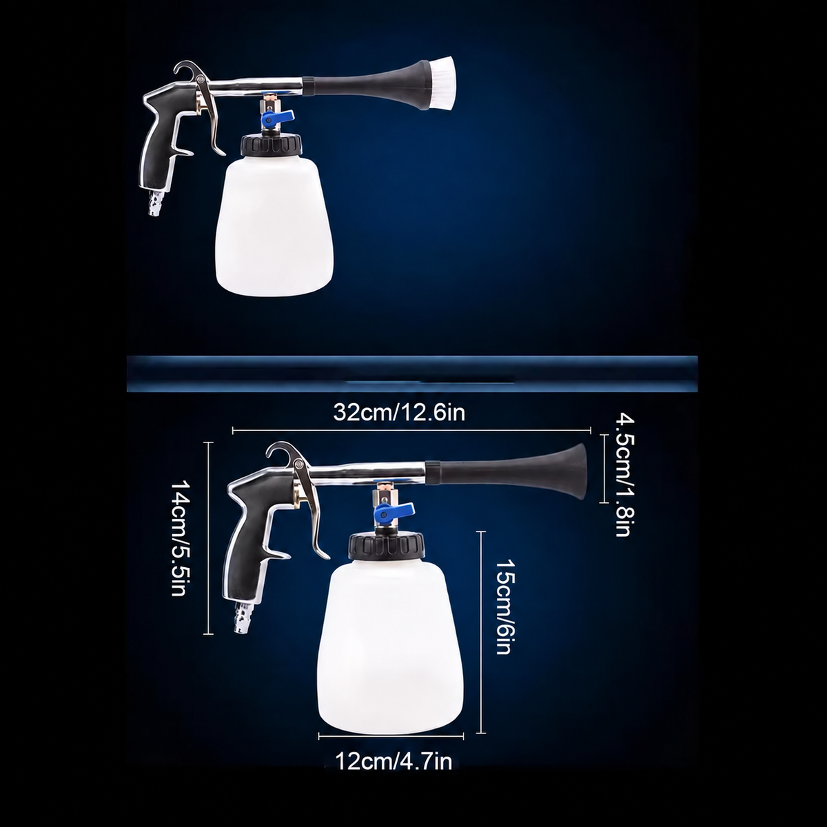 Pneumatic Car Interior Cleaning Gun with Bottle and Brush