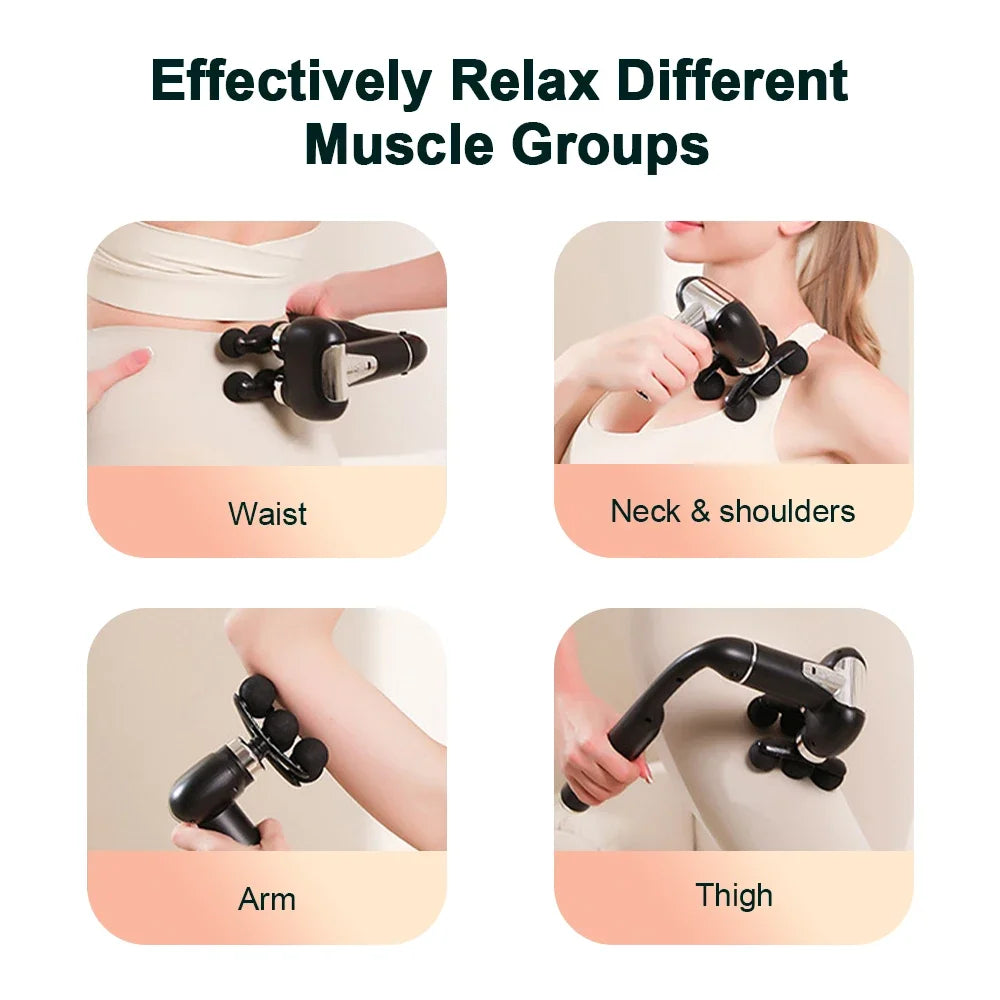 Percussion Massage Gun with 6 Heads and Detachable Handle