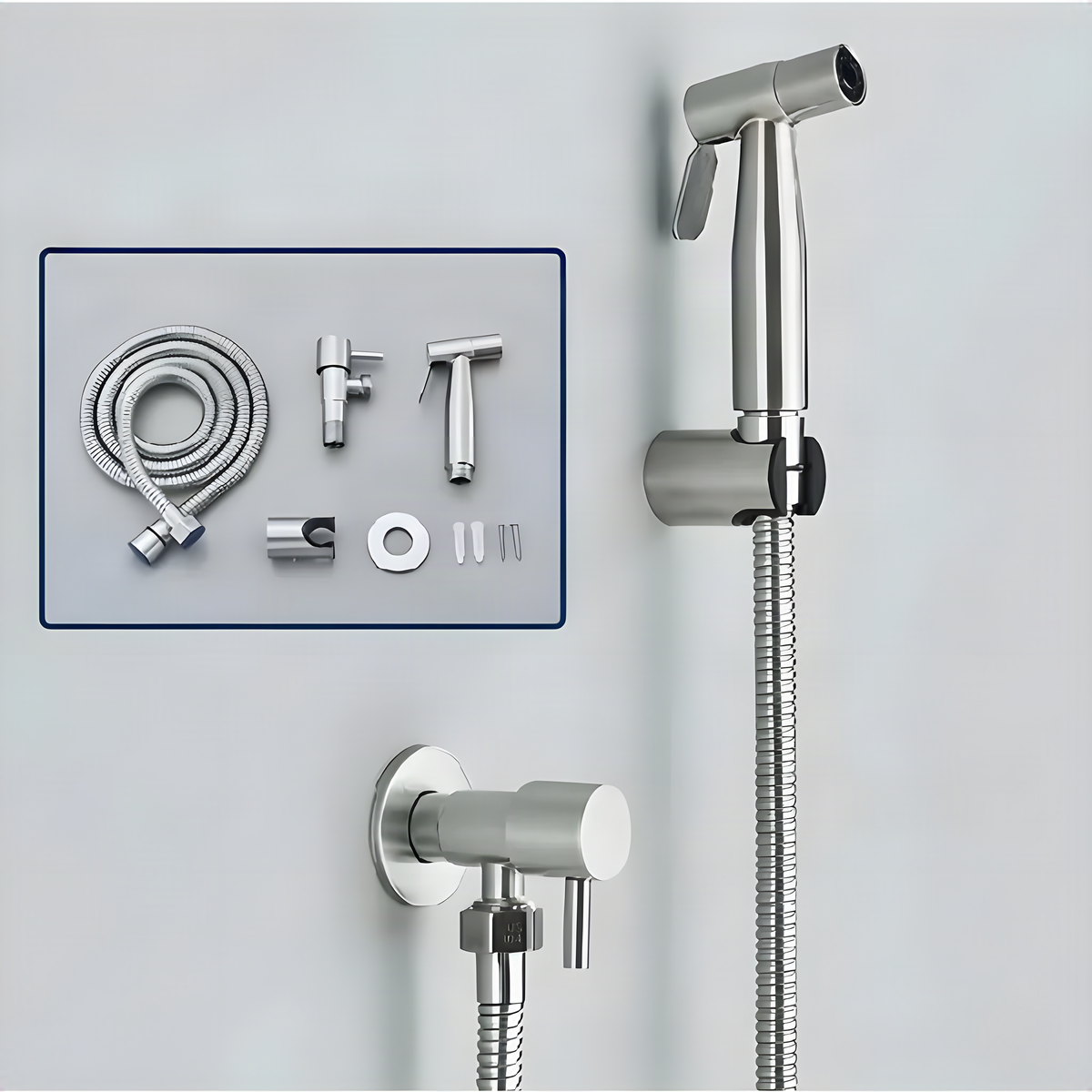 Handheld Bidet Sprayer Set with Hose, Holder and Valve