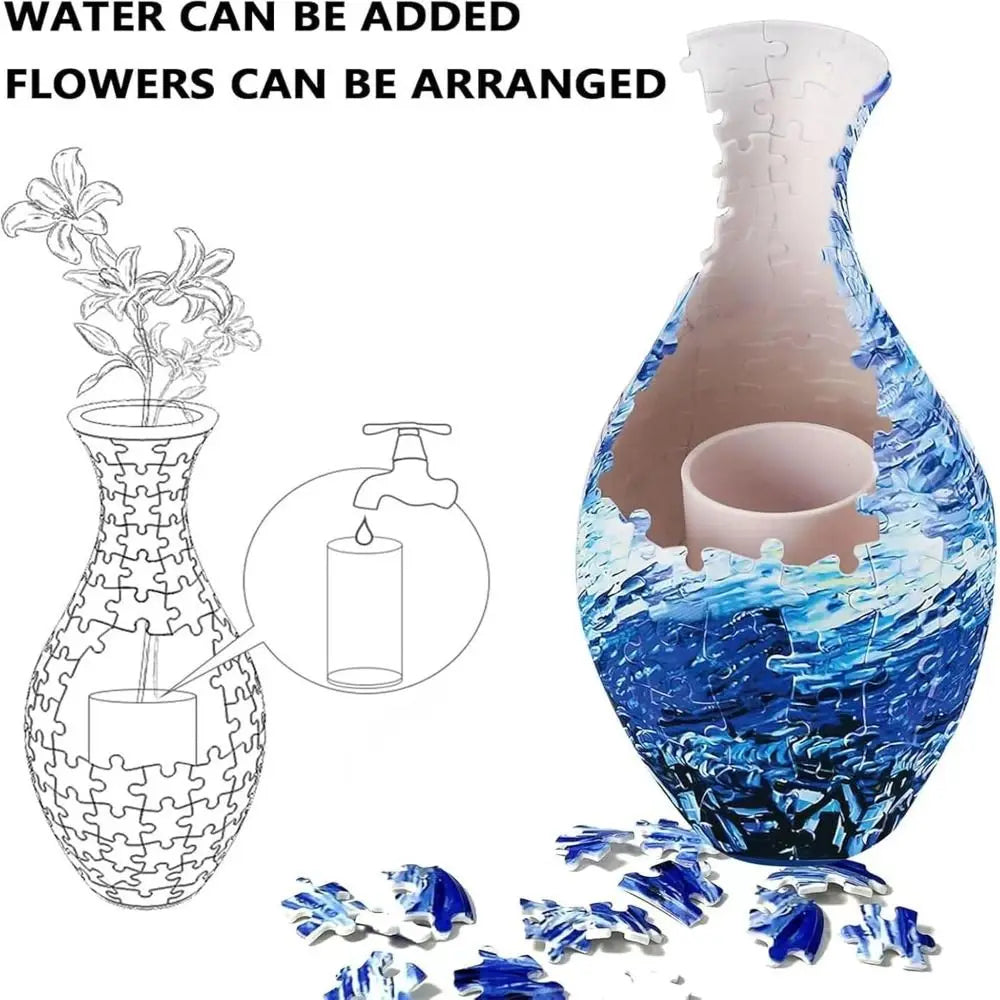 3D Vase Puzzle - 160 Pieces Functional Flower Vase with Stand - TradixPro