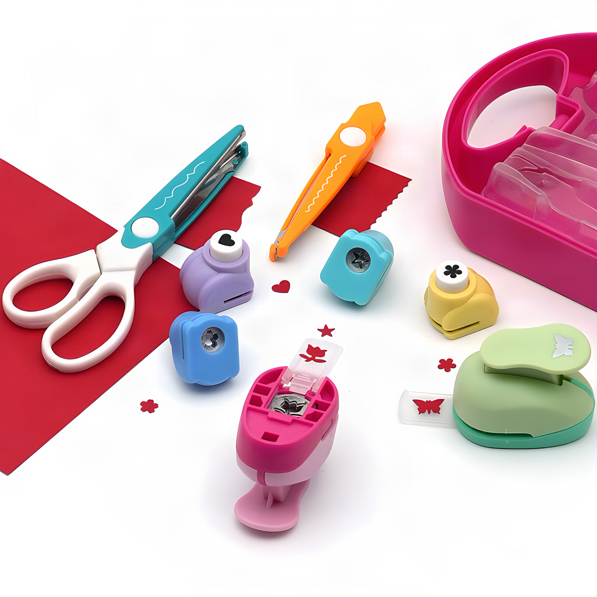Paper Craft Punch and Decorative Scissor Set in Carry Case