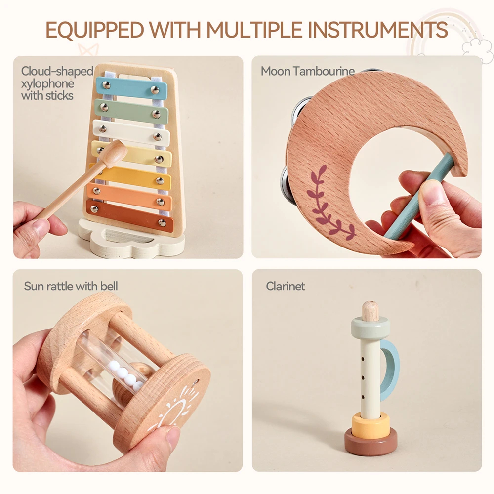Wooden Musical Toy Set for Rhythm Play and Early Learning