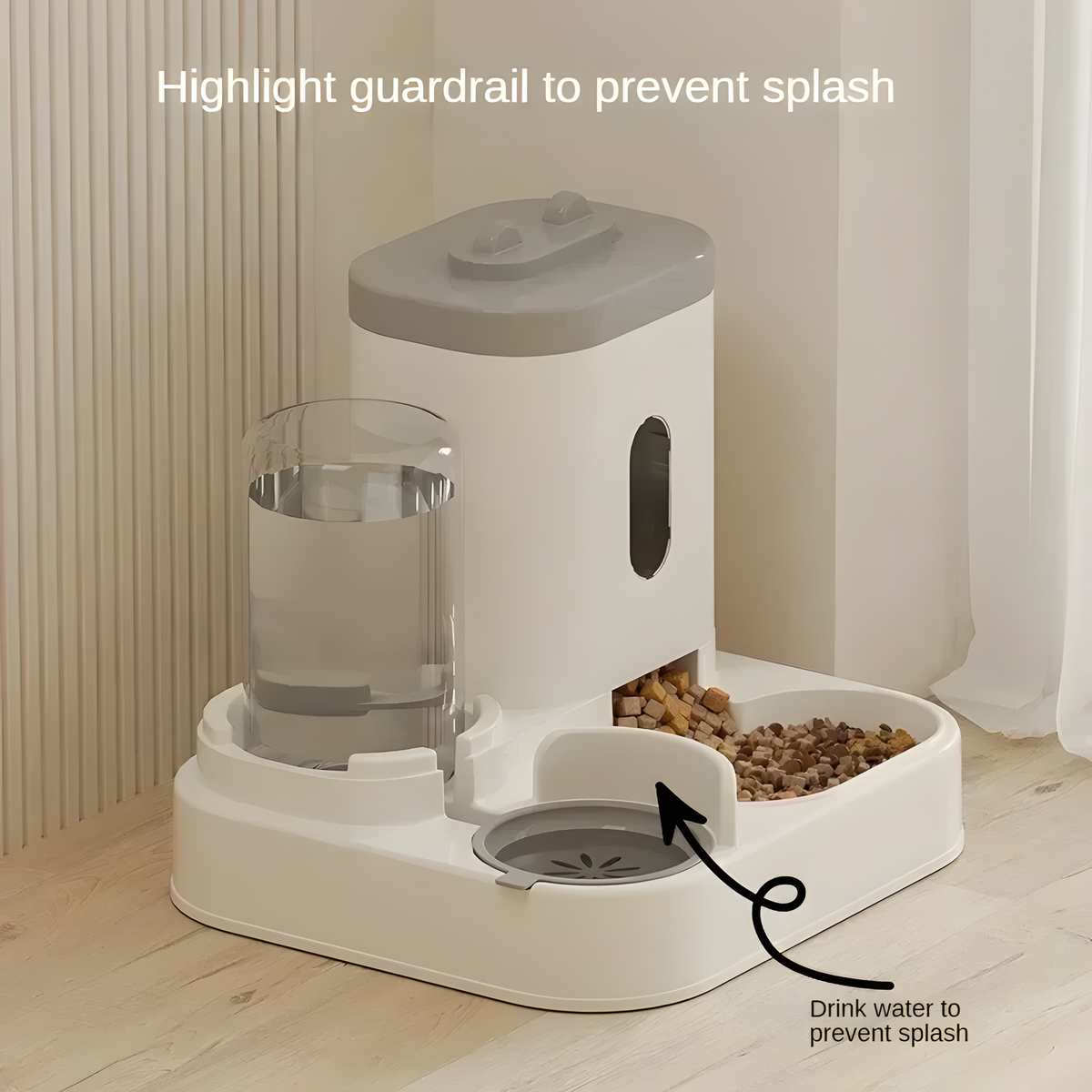 Gravity Pet Feeder and Water Station with Food-Level Window