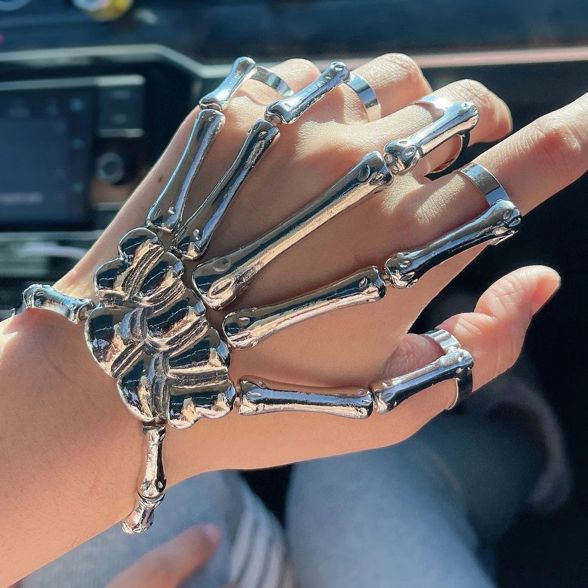 Skeleton Hand Bracelet, Articulated Bones, Gothic Halloween