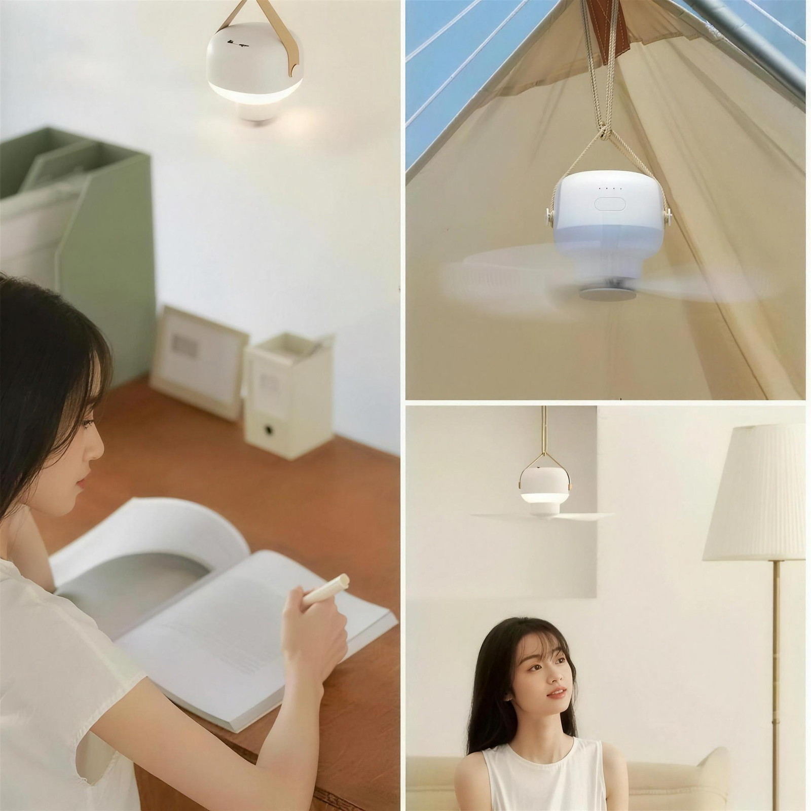 Portable Camping Ceiling Fan with Light & Remote 2400/7200mAh