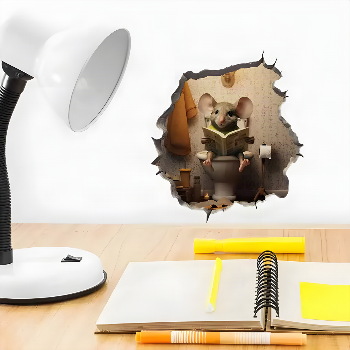Mouse Hole Wall Sticker in Reading Mouse or Lantern Design