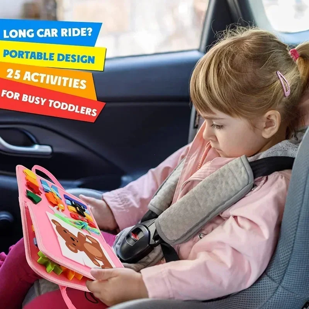 Portable Travel Activity Busy Board with Buckles and Laces