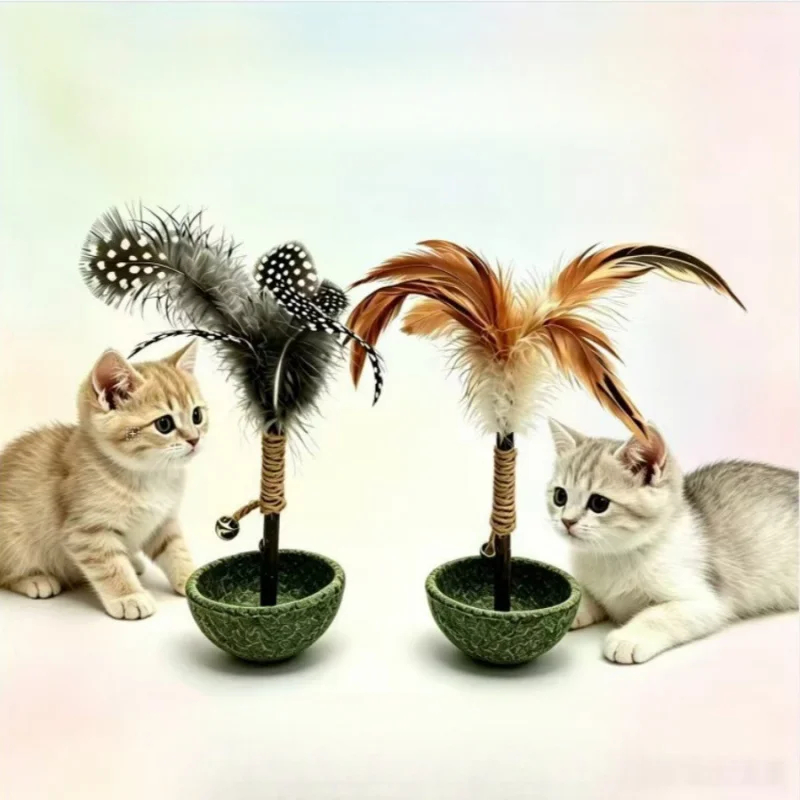 Catnip Tumbler Cat Toy with Feather Teaser & Bell