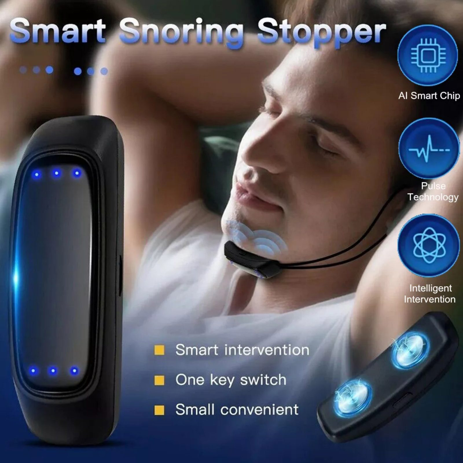 Throat Pulse Sleep Aid Wearable Device for Snoring Relief