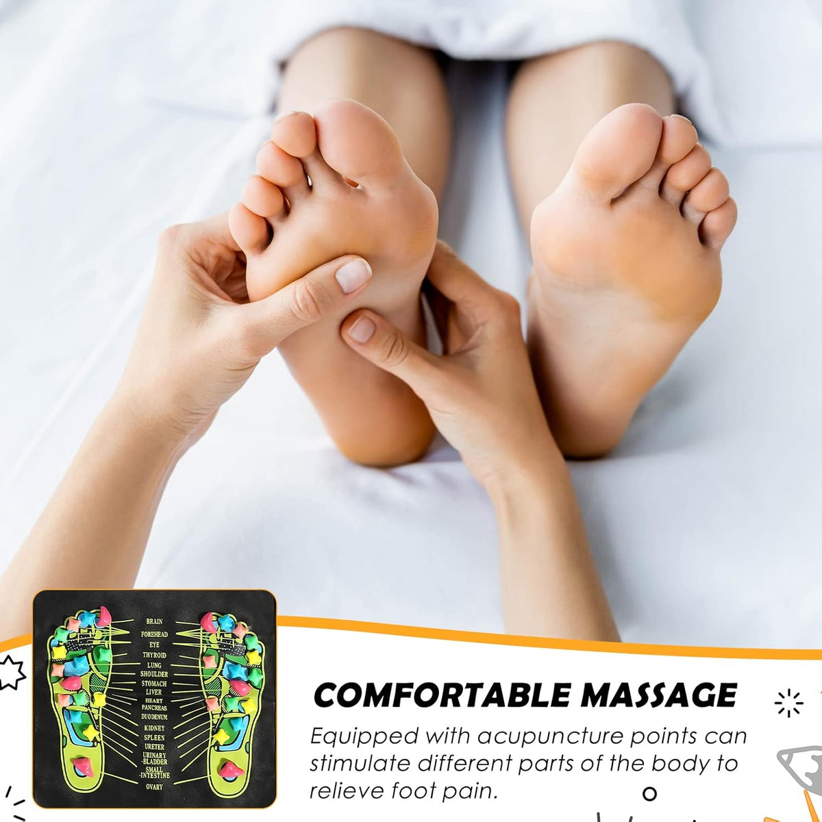 Acupressure Foot Massage Mat with Non-Slip Base for Home and Office