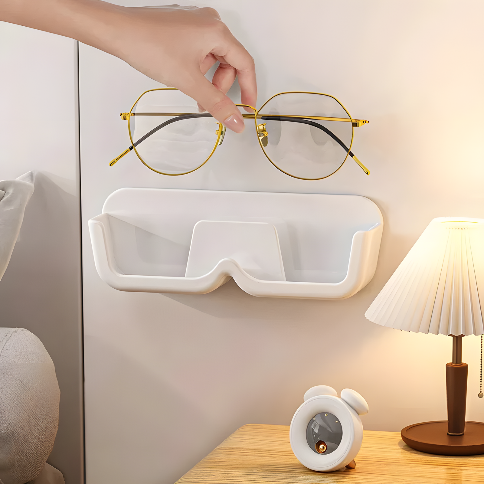 Wall Mounted Eyeglass Holder Shelf Adhesive No-Drill