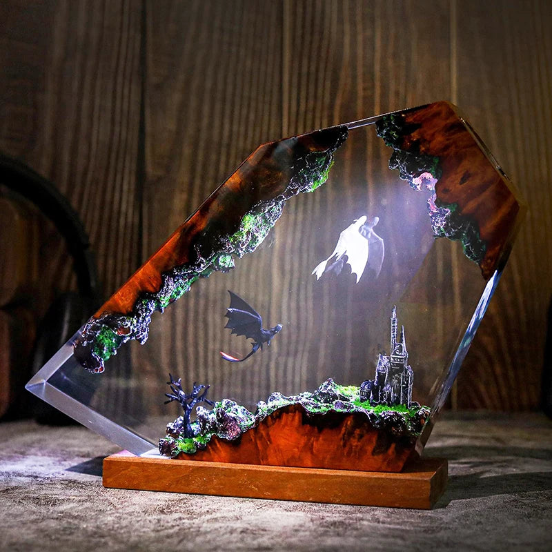 Dragon Resin Night Light – 7-Color LED USB Ambient Lamp