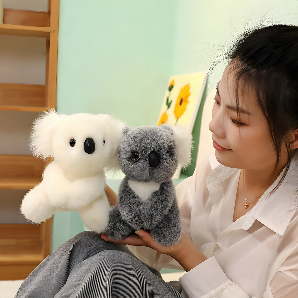 Koala Plush Toy in Gray or White with Four Size Options