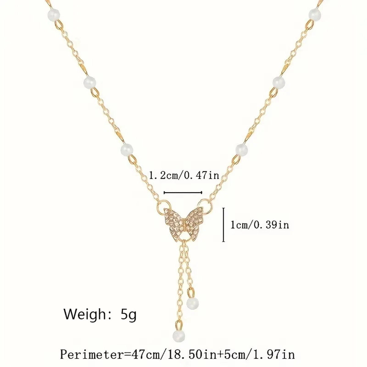 Butterfly Drop Pendant Necklace with Fine Bead Accents