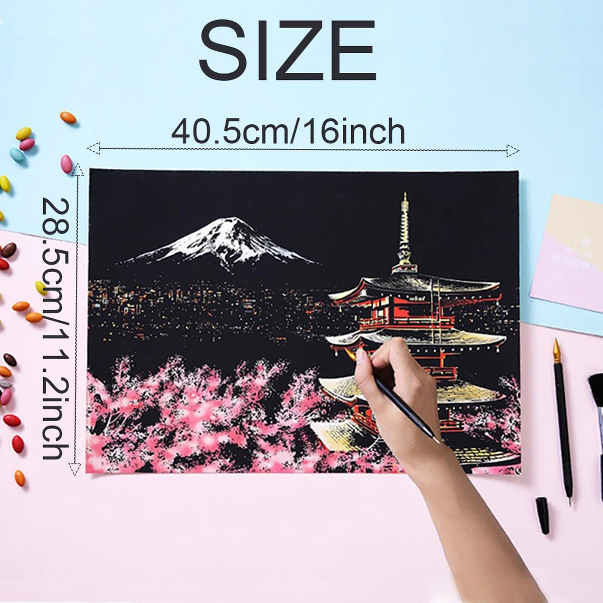 Landmark Scratch Art Kit, Color-Reveal City and Scenic Designs