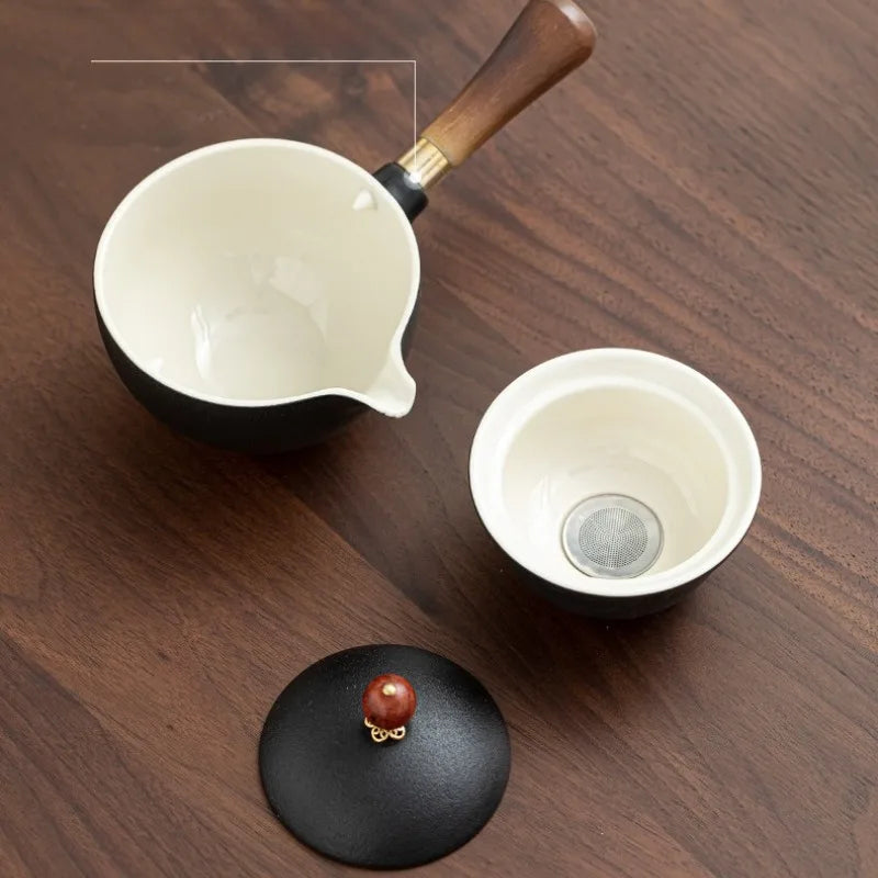 Luxury Ceramic Rotating Teapot Set (Precision Infusion for Perfect Tea Flavor)