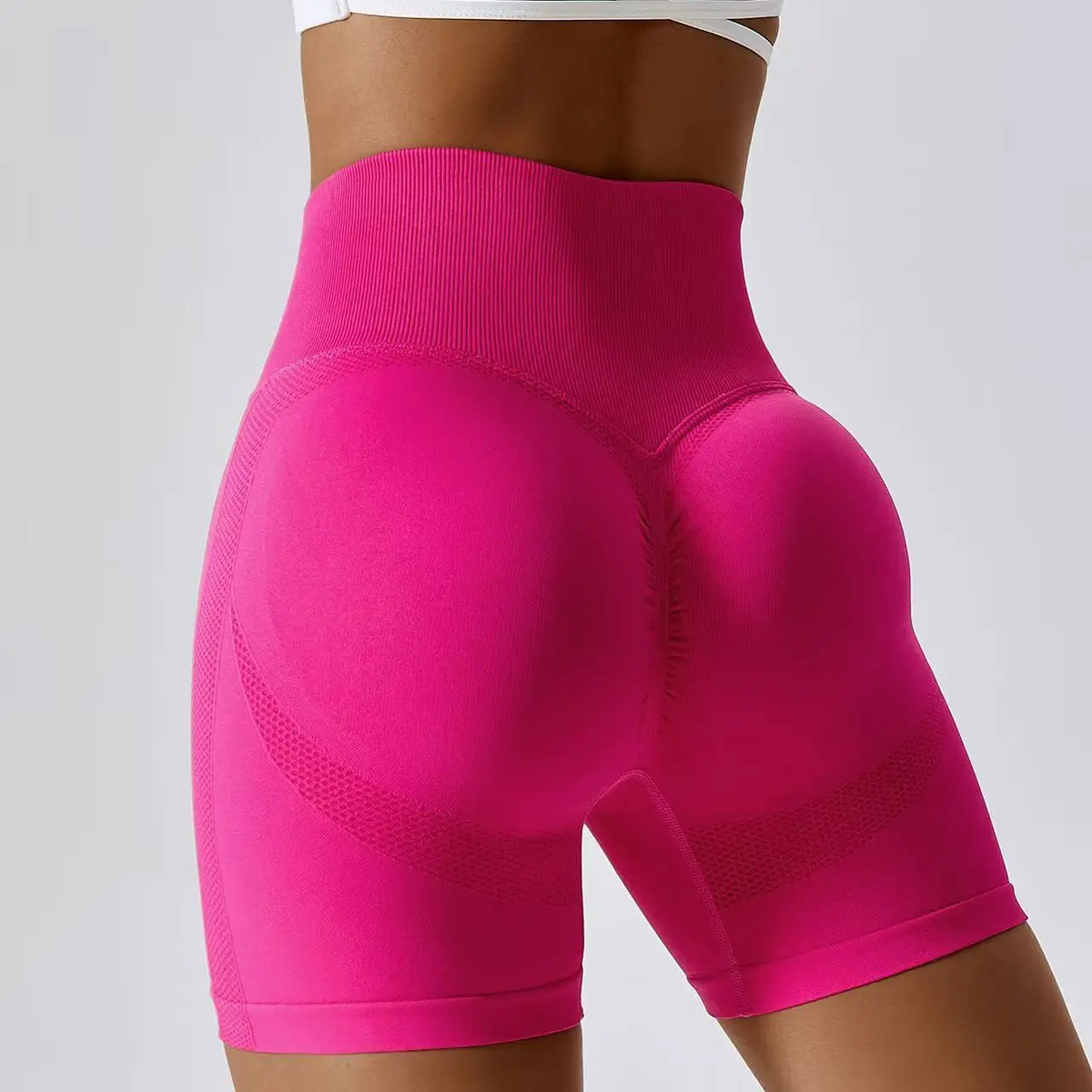 Women's Seamless High-Waisted Yoga Shorts with Scrunch Detail