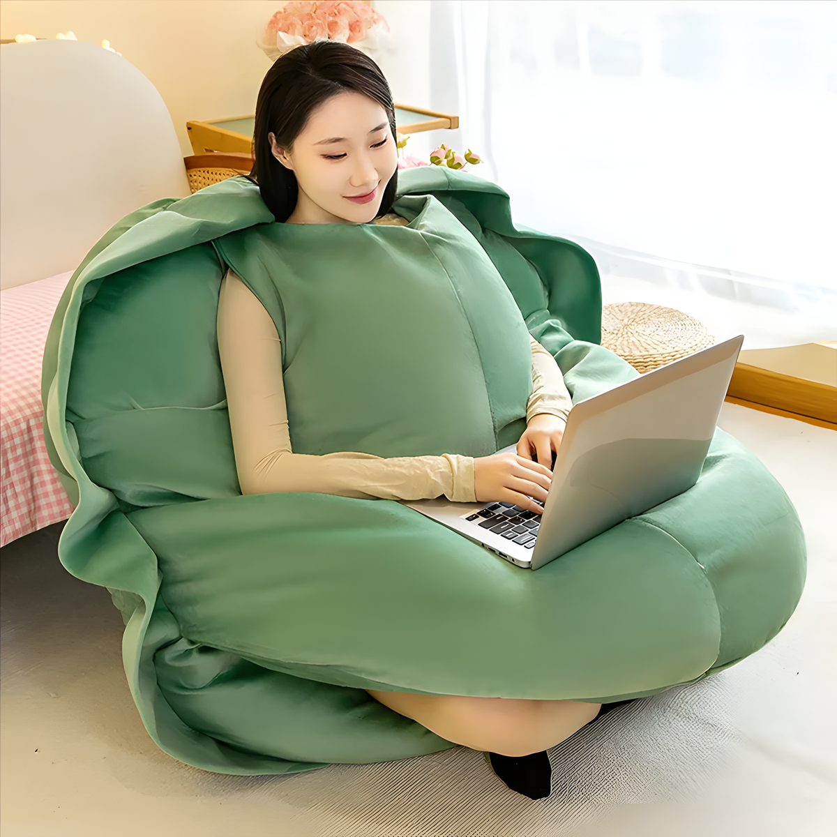 Wearable Turtle Shell Plush Cushion for Reading and Lounging