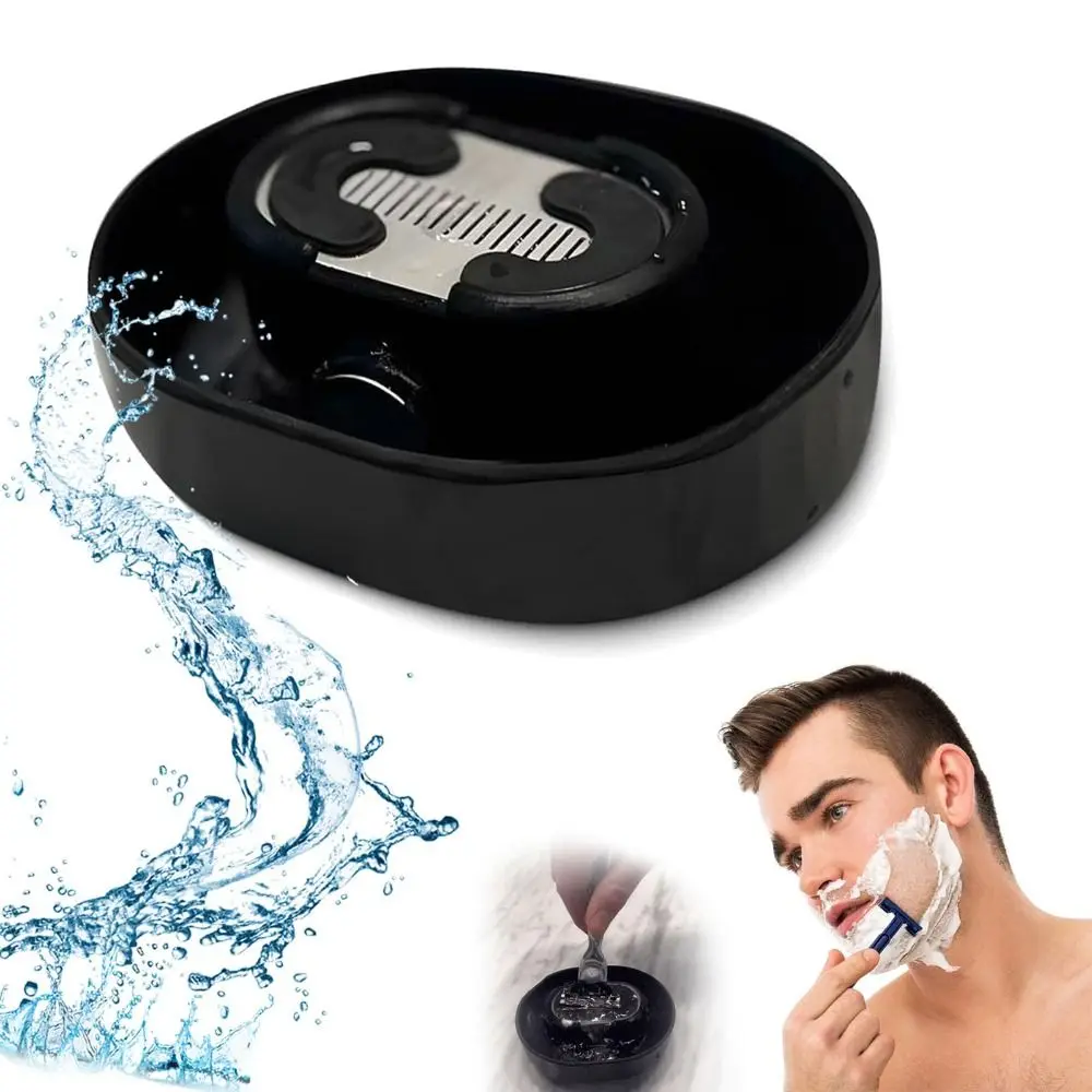 Electric Razor Rinser Cleaner Shaver Cleaning Station Black Transparent