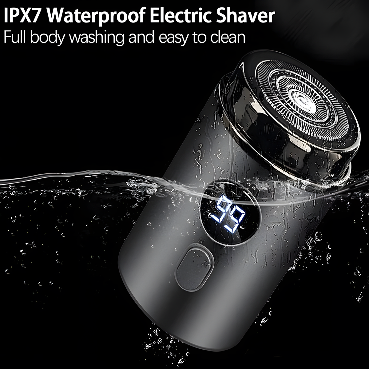 Mini Rechargeable Electric Shaver with Display and Protective Cap