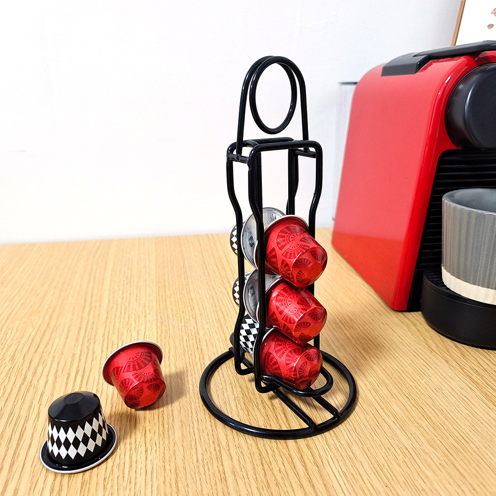 Coffee Capsule Holder Rack 6-Capsule Metal Stand – Black