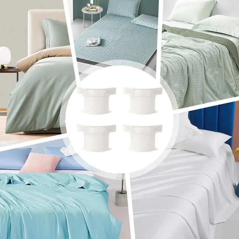 Bed Sheet Corner Fasteners, 4-Piece Set in White or Gray