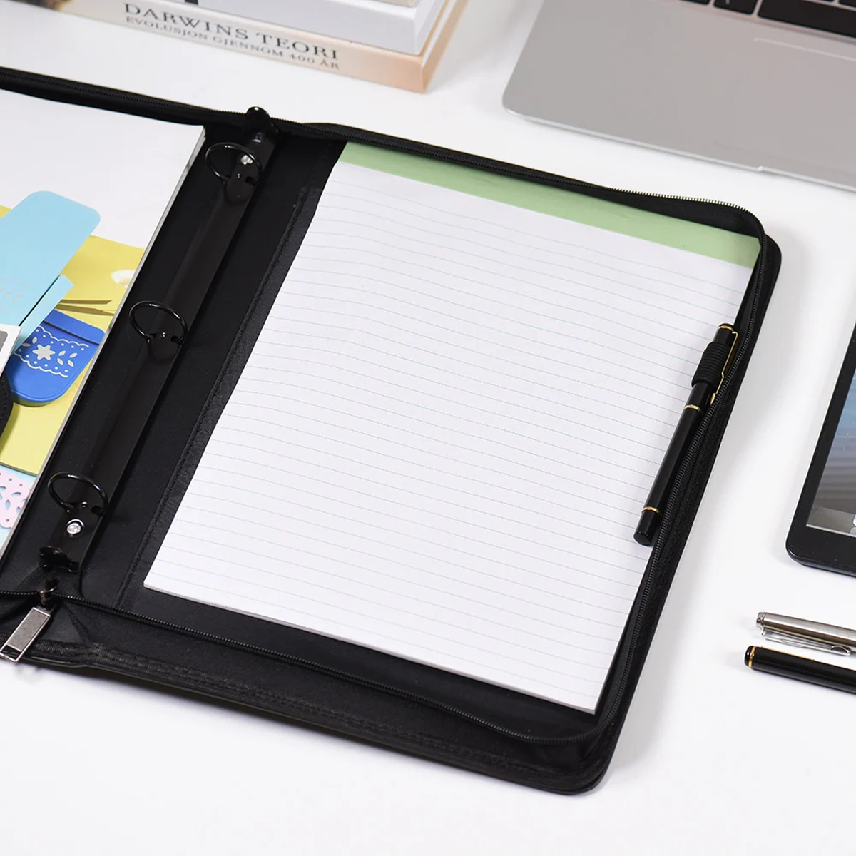 A4 Three-Ring Zippered Document Binder with Organizer Pockets