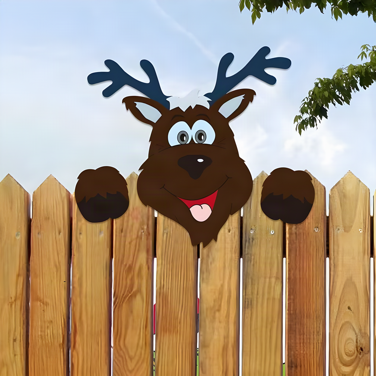 Wooden Christmas Fence Decoration, Three-Piece Character Set