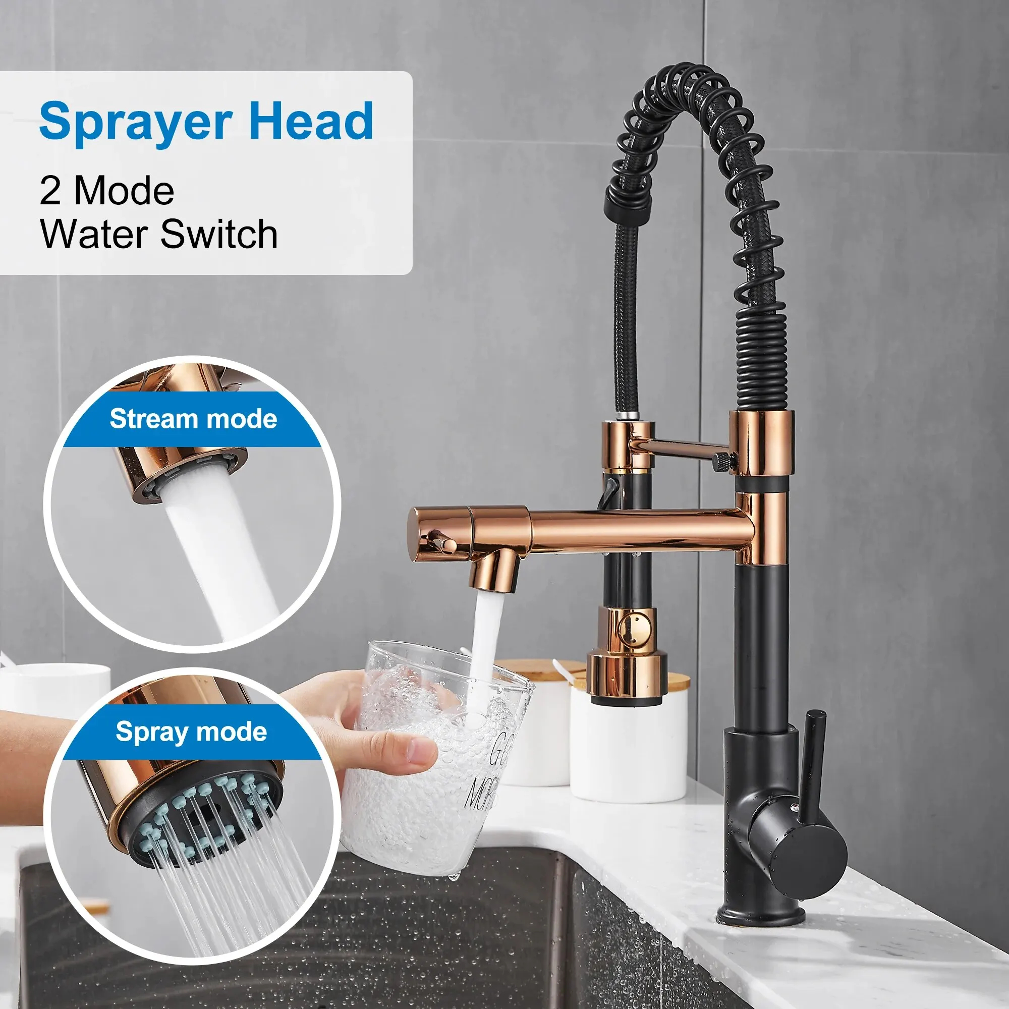 Pull-Out Kitchen Faucet – Single Handle Mixer Tap 4 Finishes