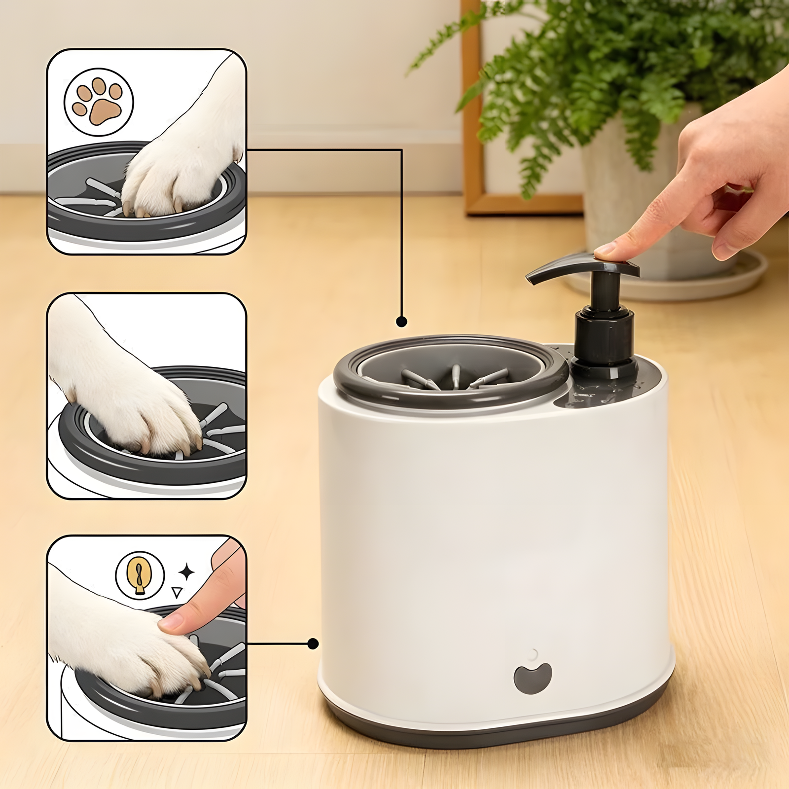 Automatic Electric Pet Paw Washer Cup with Brush Blue/Gray