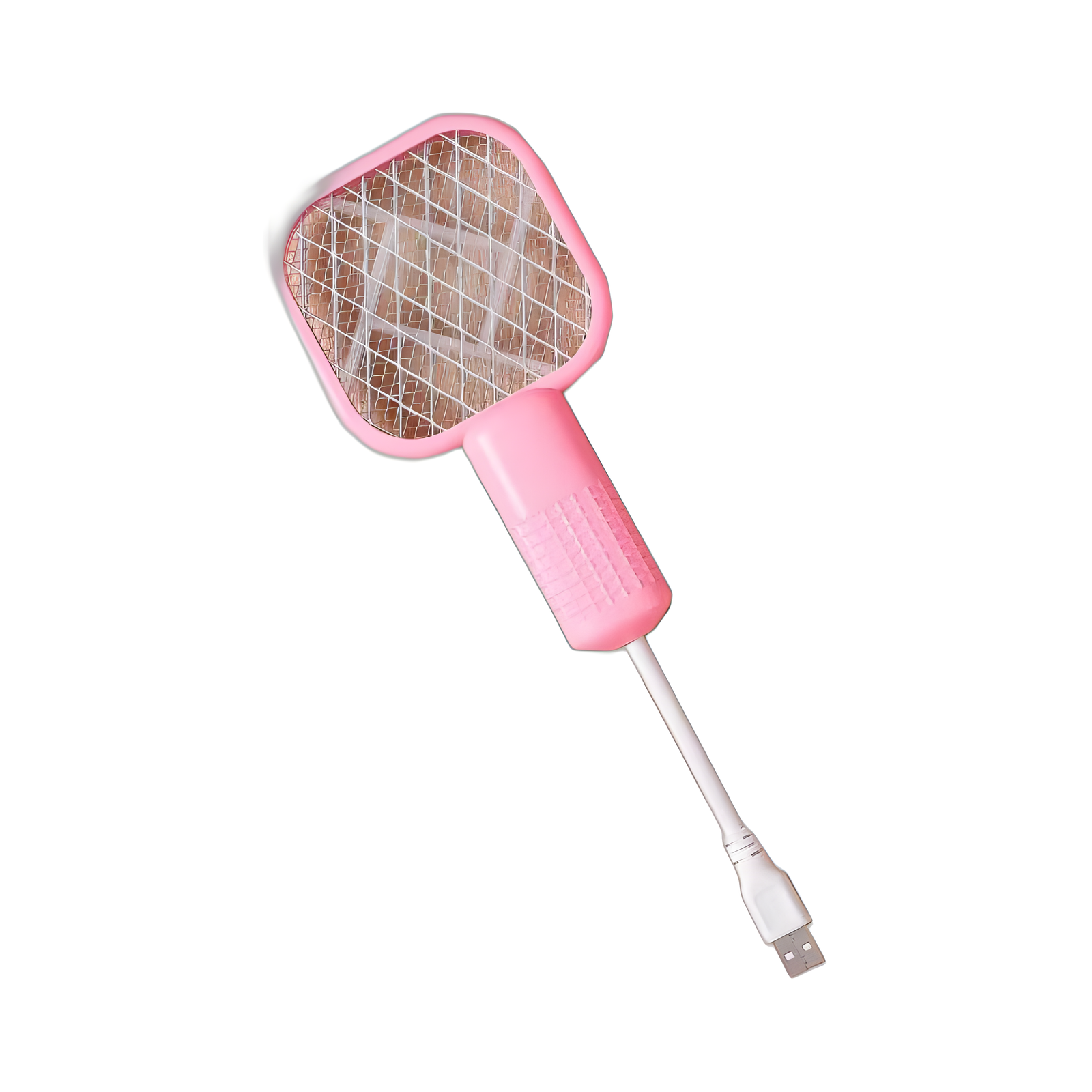 USB Rechargeable Electric Mosquito Swatter Racket Pink & Teal