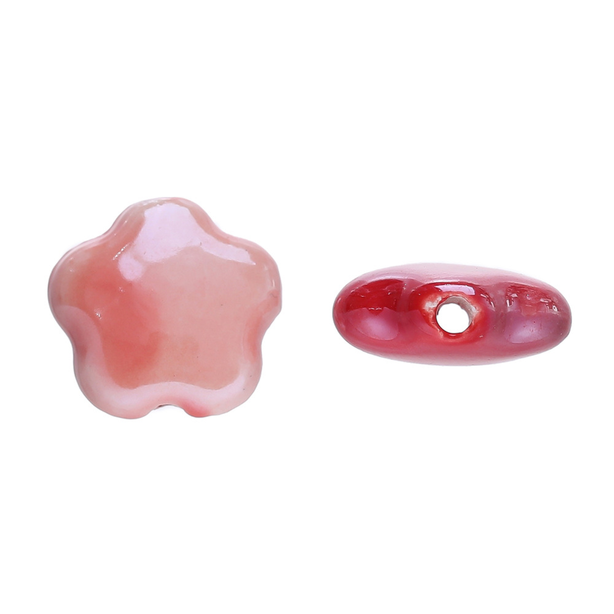 Five-Petal Ceramic Flower Beads for Jewelry Making, 10-Pack