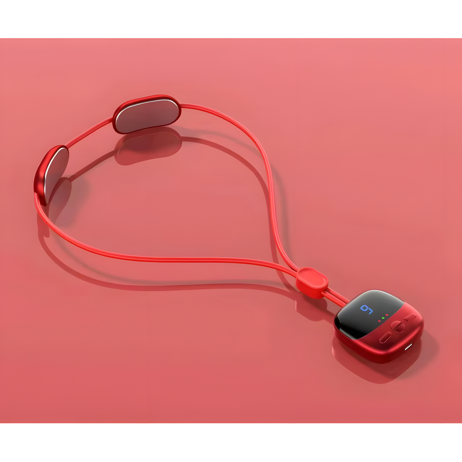 Wearable Neck Massager EMS Pulse Portable Relief Device Red & Gray