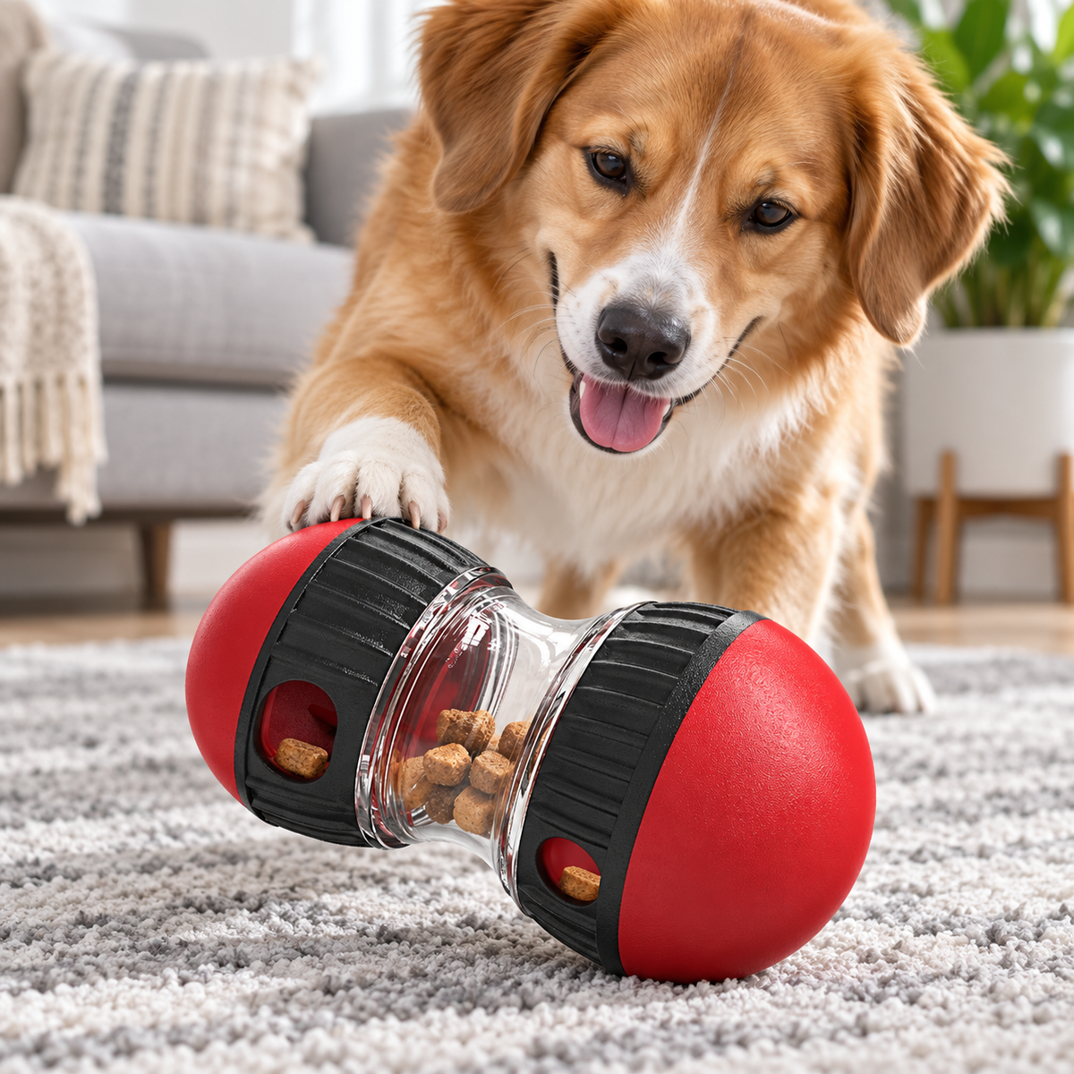 Adjustable Treat Dispensing Dog Ball for Interactive Play