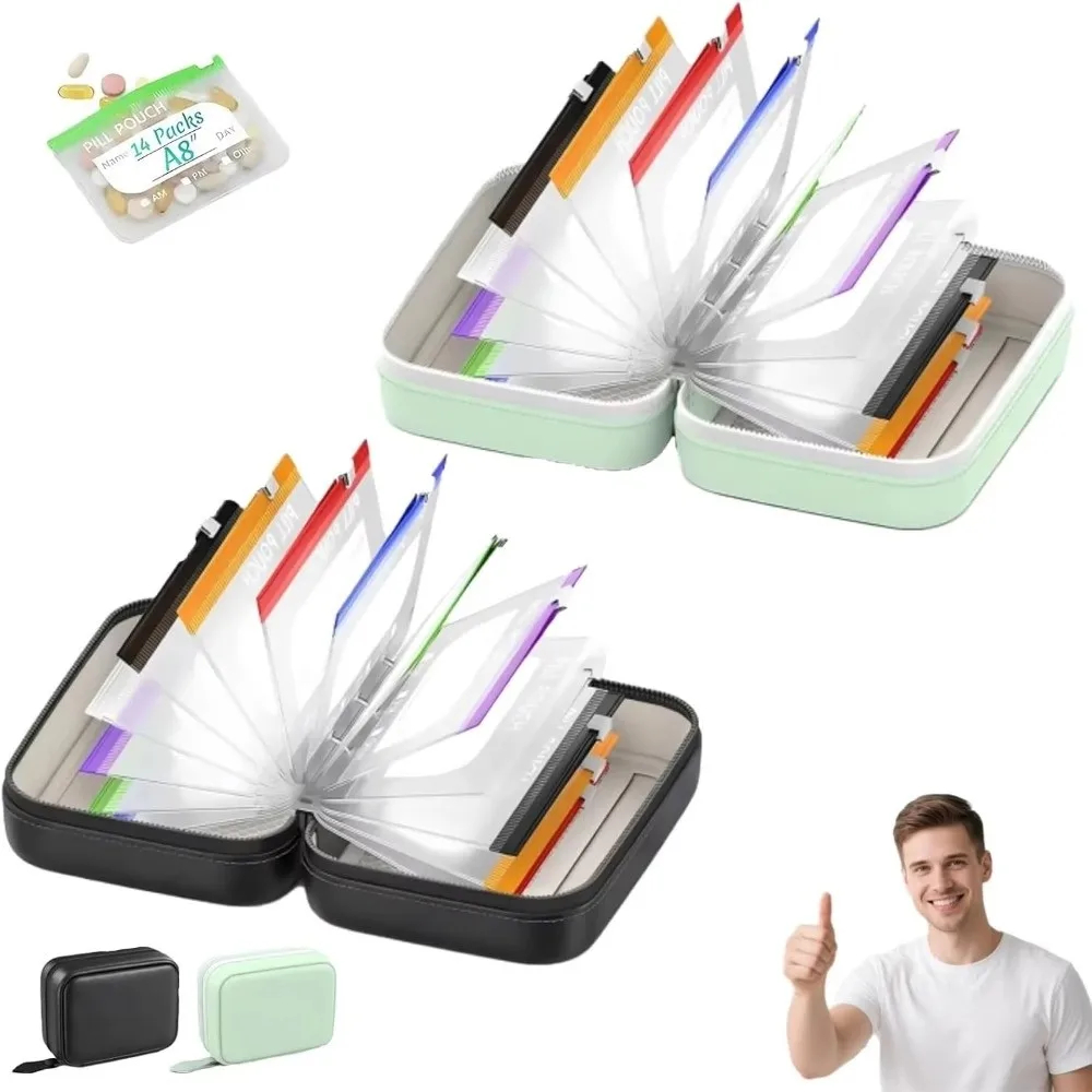 Portable Silicone Pill Pouch with Resealable Bags
