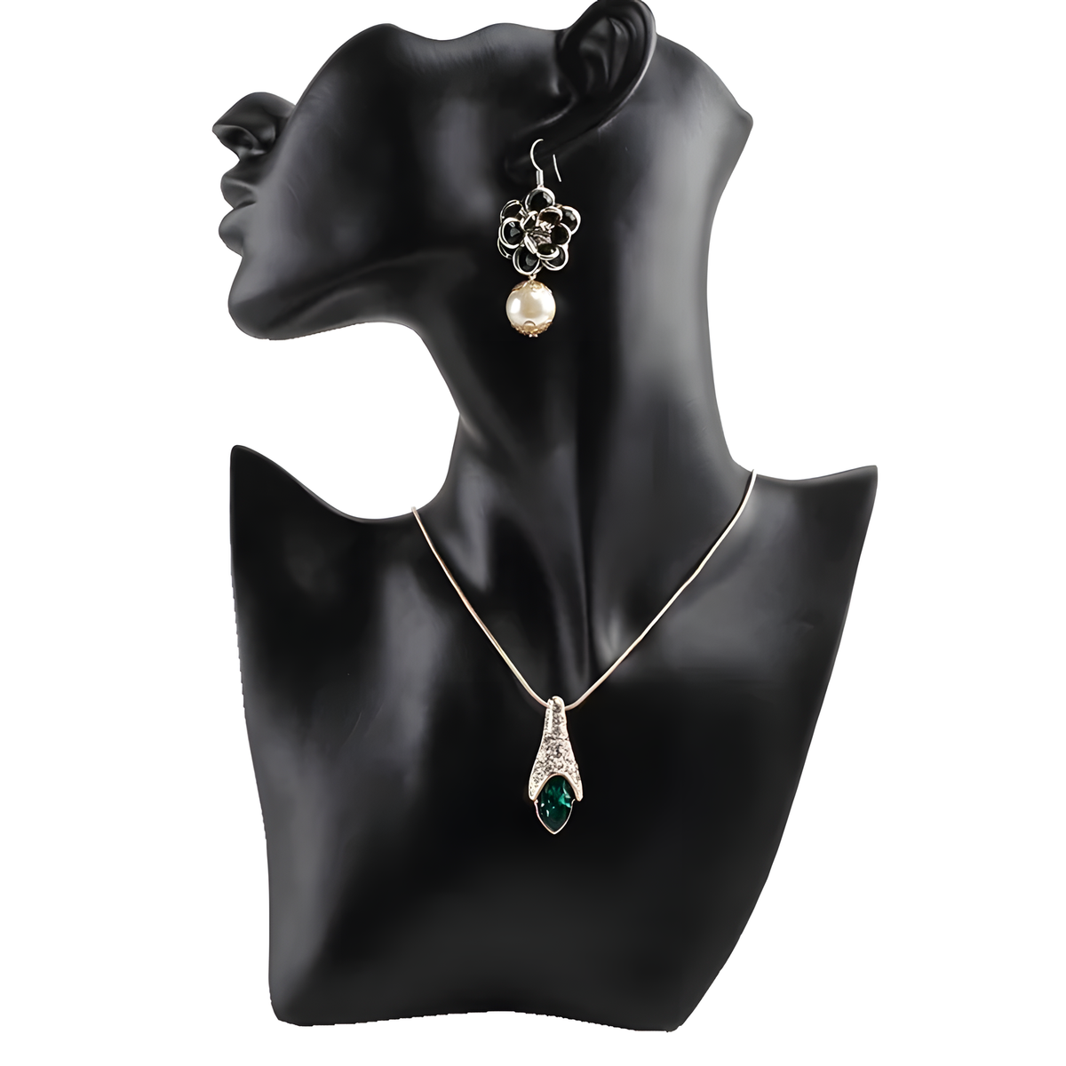 Resin Jewelry Display Stand, Sculpted Necklace & Earring Bust
