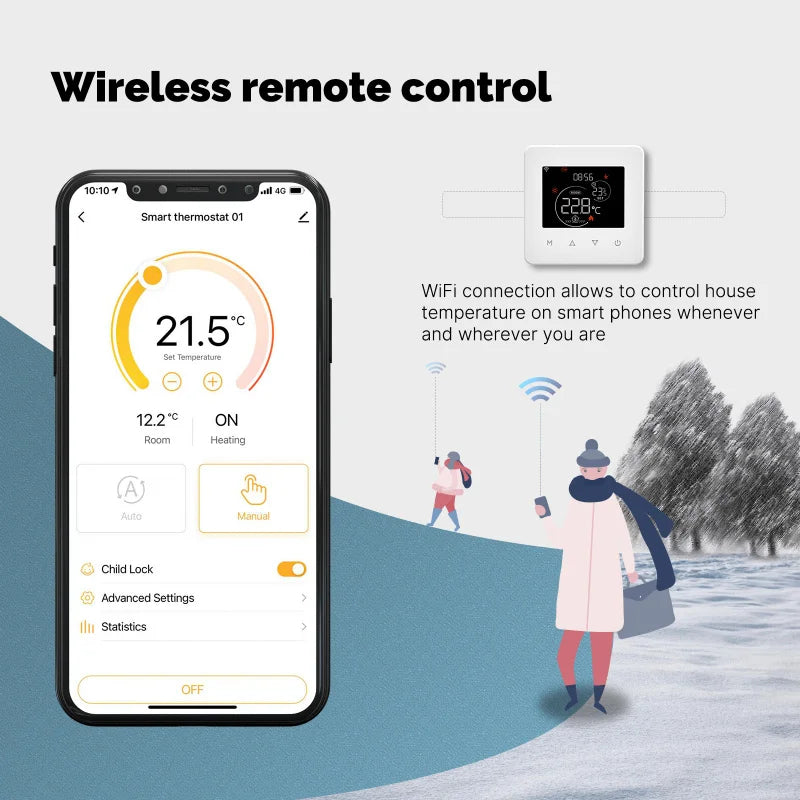 WiFi Smart Thermostat with App Control & Voice Command