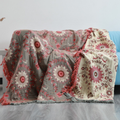 Reversible Medallion Throw Blanket with Fringed Edges