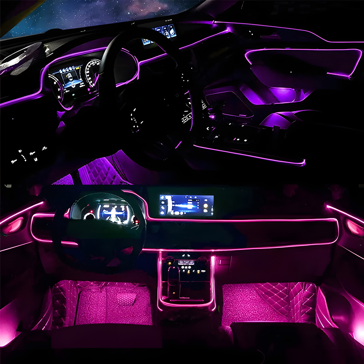 RGB Fiber-Optic Car Interior Ambient Light Kit with Controller