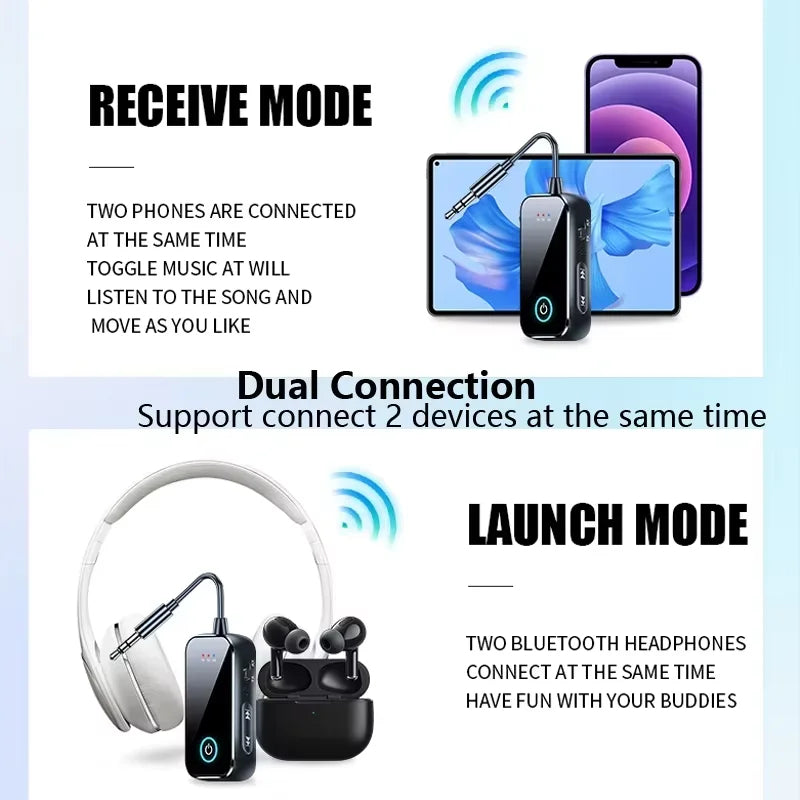 Bluetooth 6.0 AUX Transmitter Receiver Adapter for TV Car Headphones