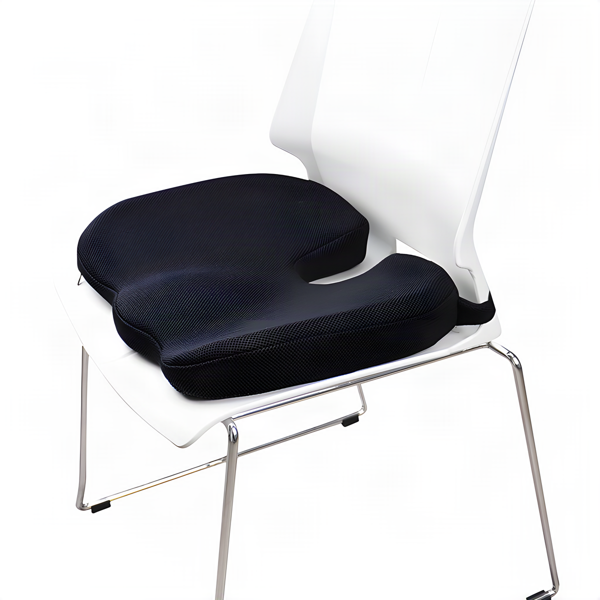 Contoured Foam Seat Cushion with Mesh Cover and Chair Strap