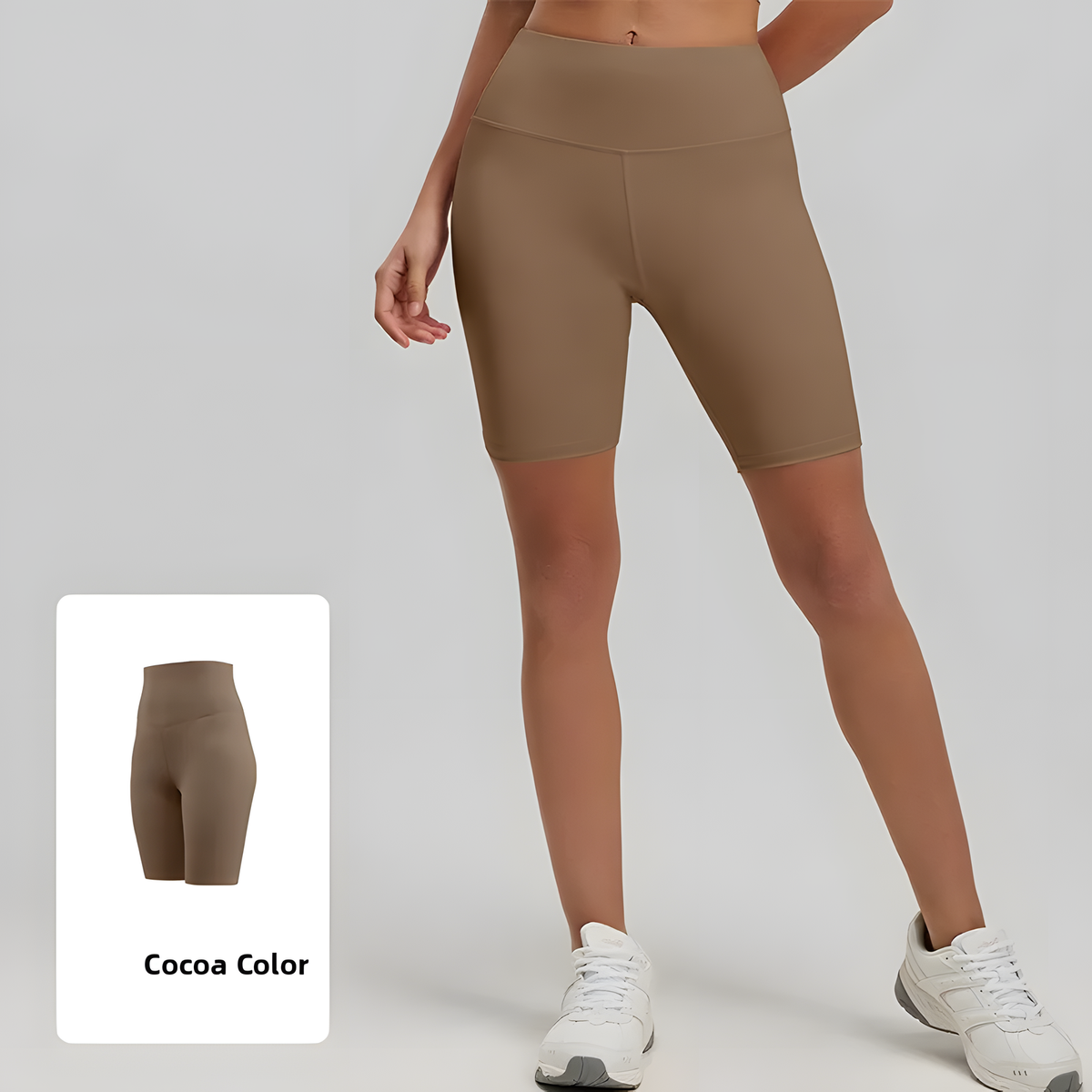 Women's High-Waist Fitted Workout Shorts with Wide Waistband
